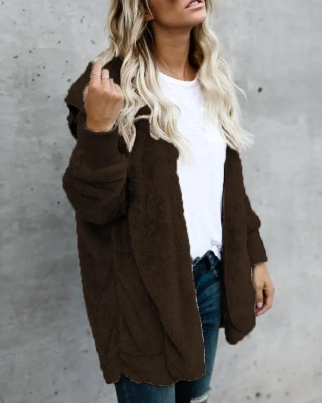 Hooded  Faux Fur Teddy Bear Coat