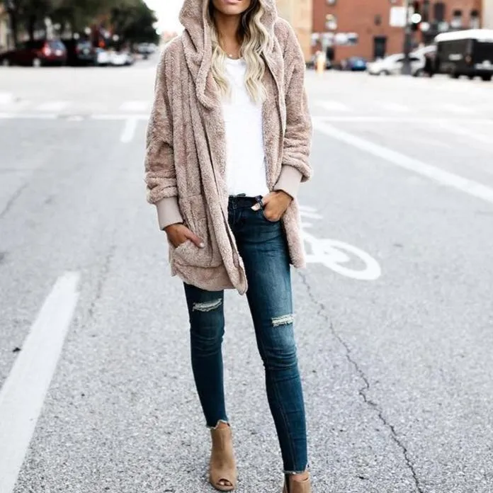Hooded  Faux Fur Teddy Bear Coat