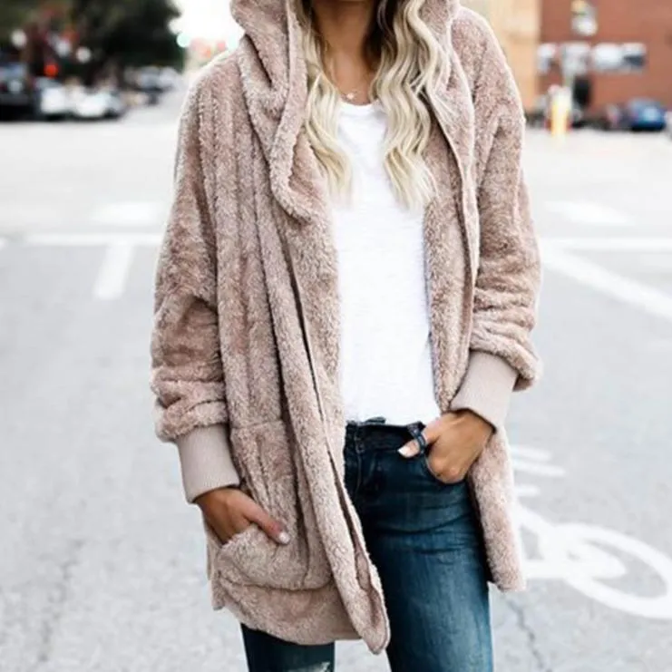 Hooded  Faux Fur Teddy Bear Coat