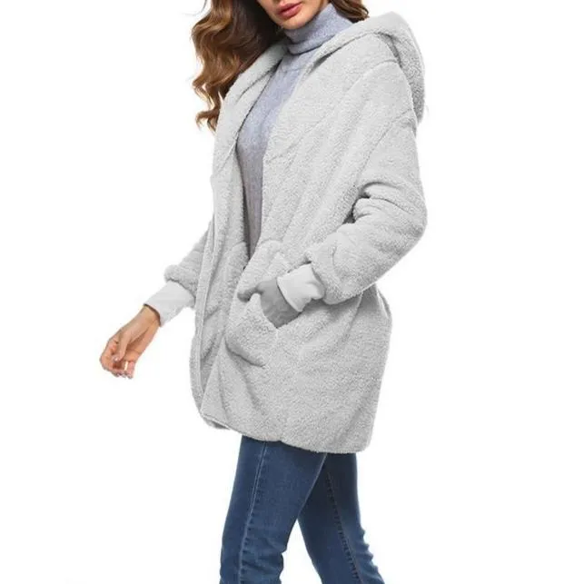 Hooded  Faux Fur Teddy Bear Coat