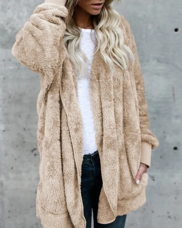Hooded  Faux Fur Teddy Bear Coat