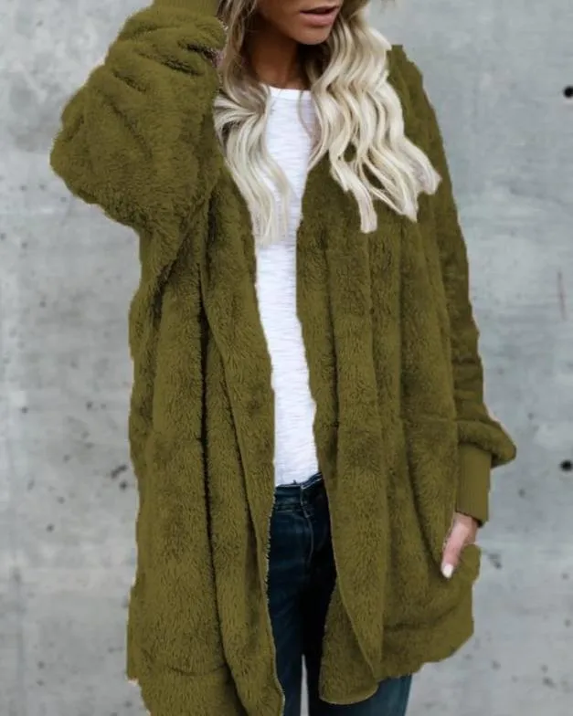 Hooded  Faux Fur Teddy Bear Coat