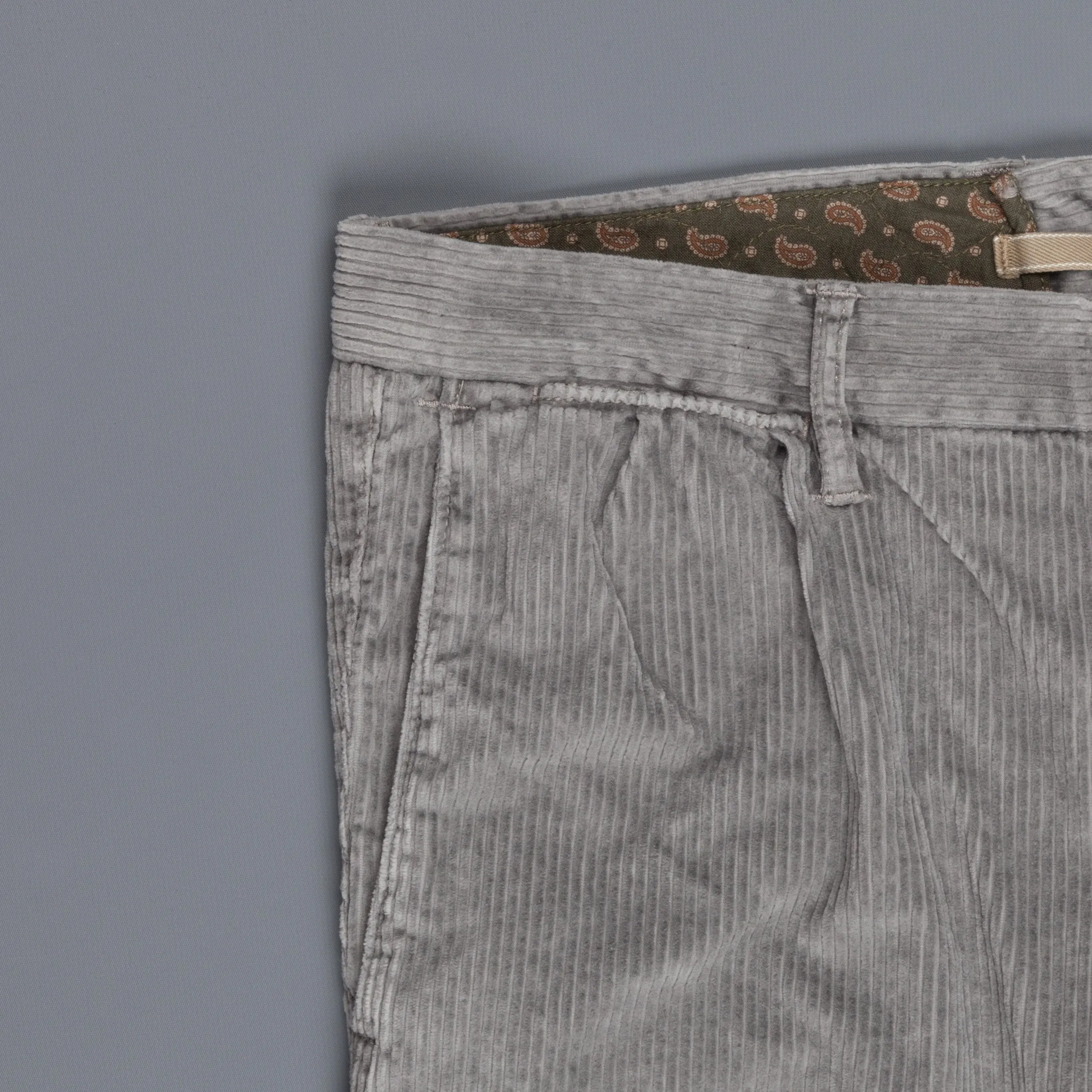 Incotex Model 1ST601 Velvet Corduroy Grigio Chiaro
