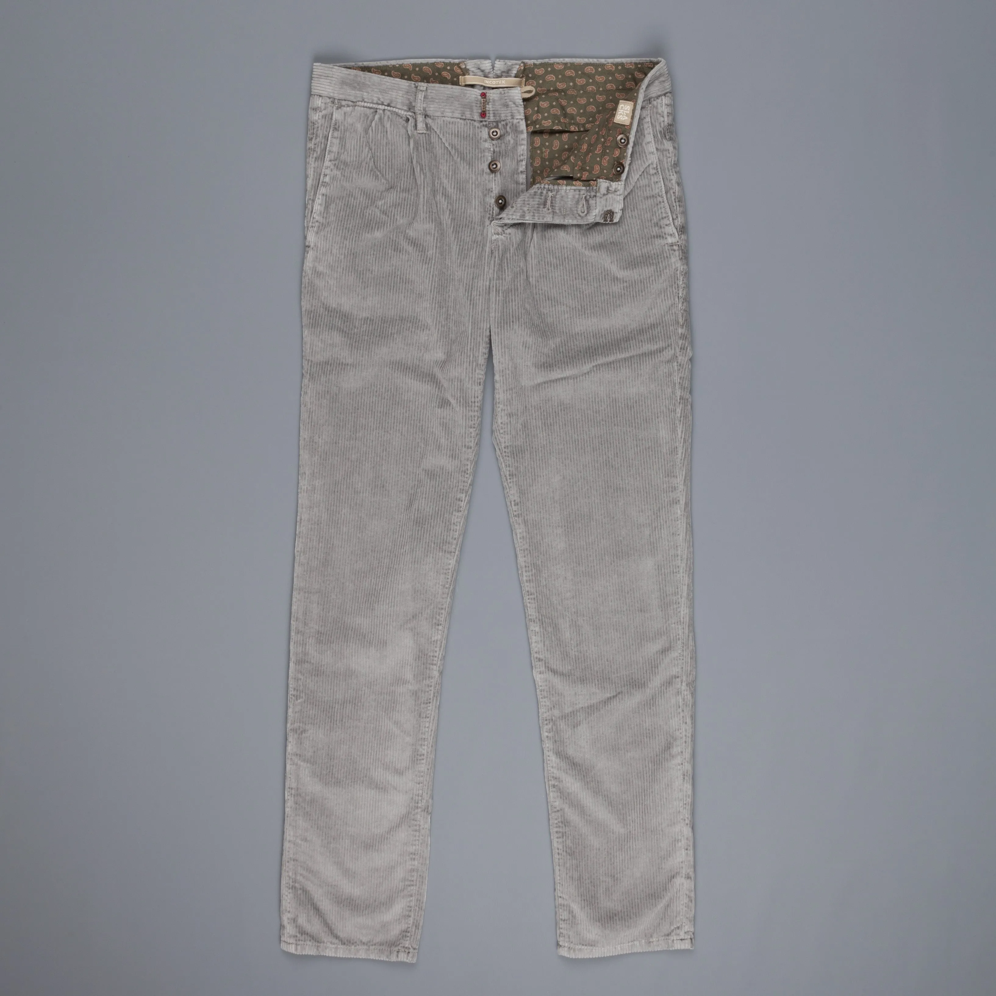 Incotex Model 1ST601 Velvet Corduroy Grigio Chiaro