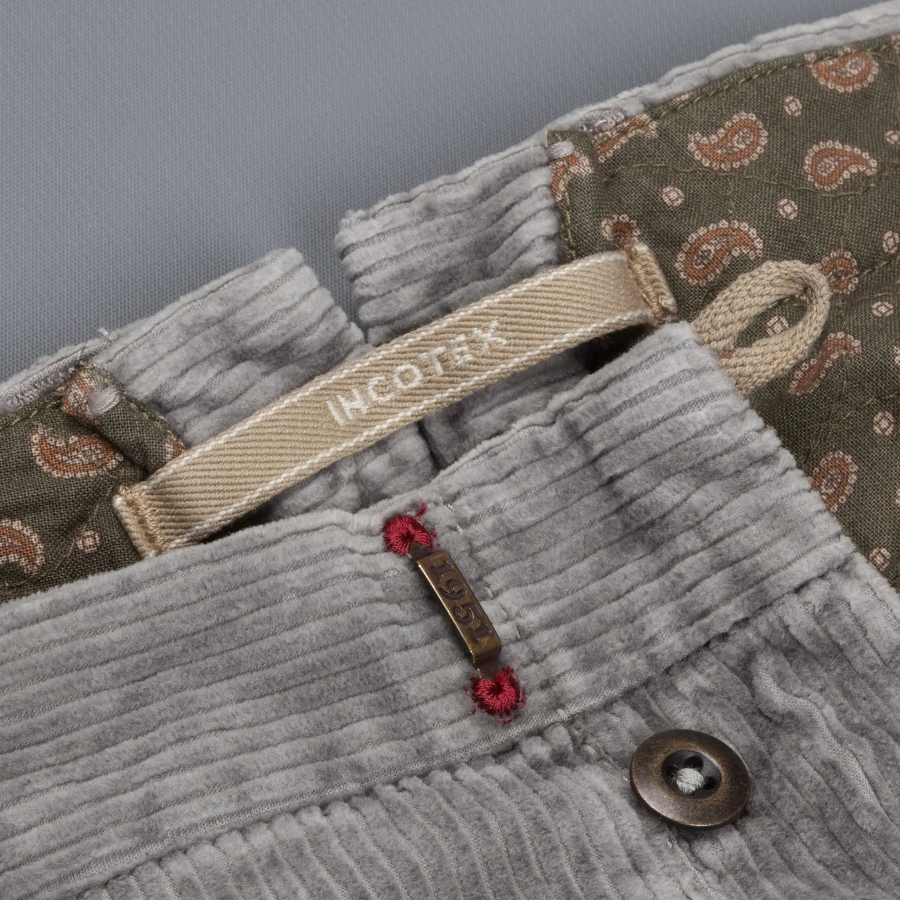 Incotex Model 1ST601 Velvet Corduroy Grigio Chiaro