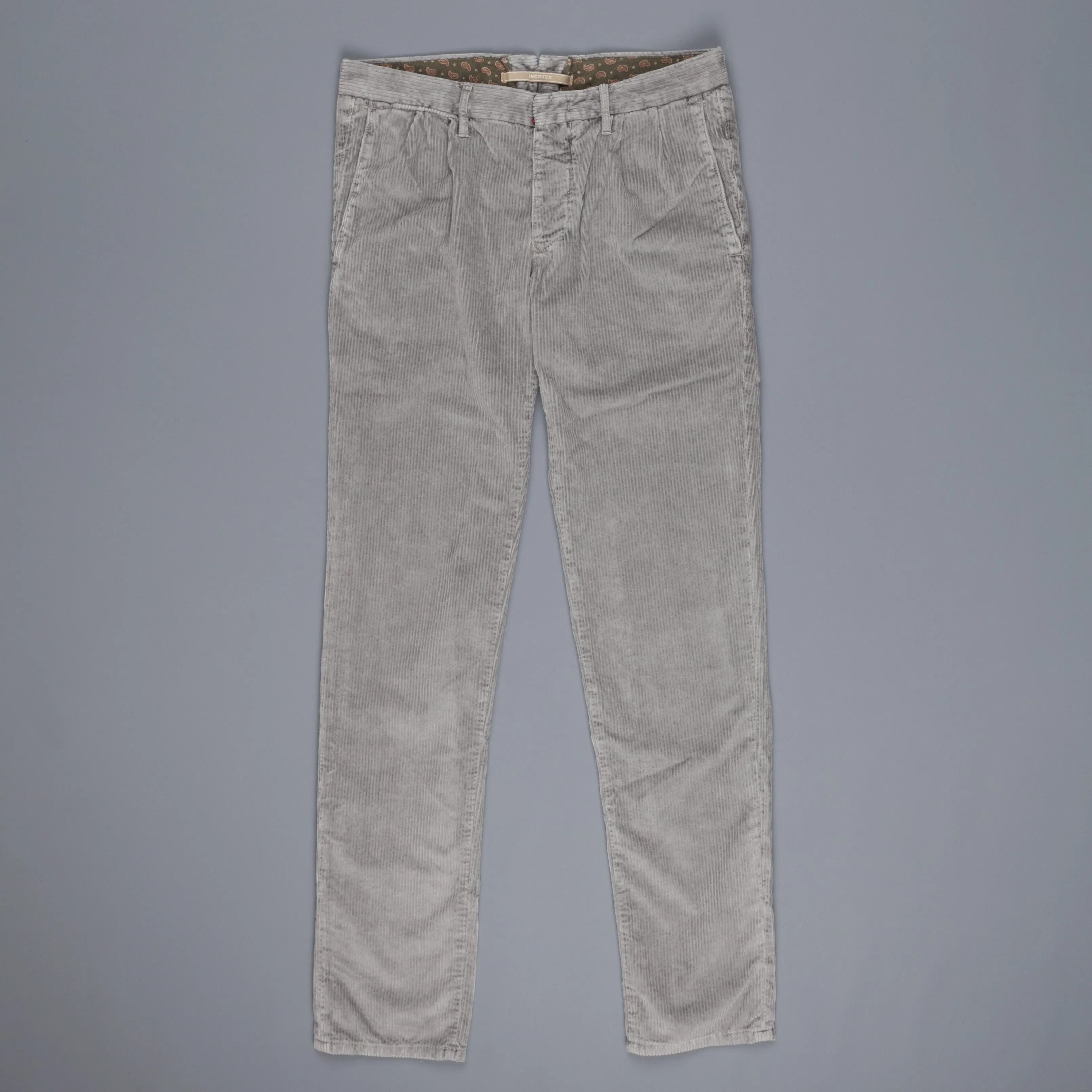 Incotex Model 1ST601 Velvet Corduroy Grigio Chiaro