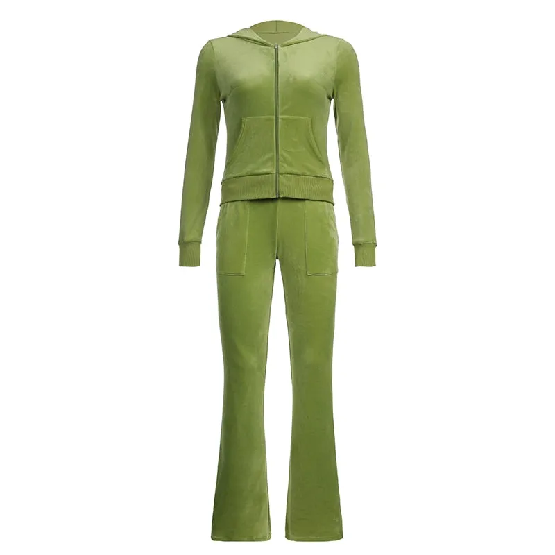 Joskaa HEYounGIRL Casual Velvet Crop Top Winter Jacket Women Green Pink Zip Up Hoodies Coats Ladies Fashion Skinny Overcoat Streetwear
