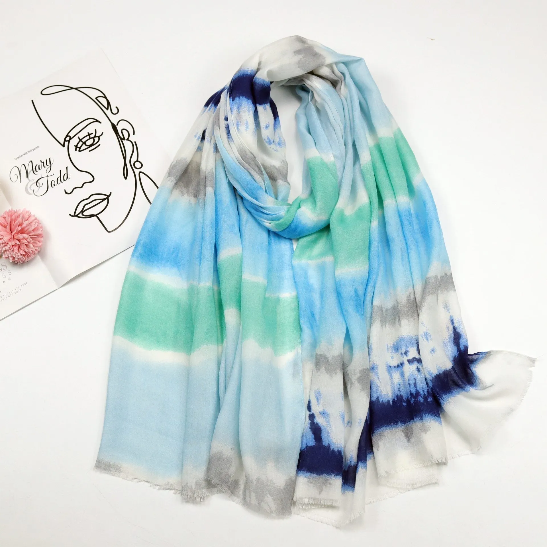 JY220108 Color gradient printed scarf