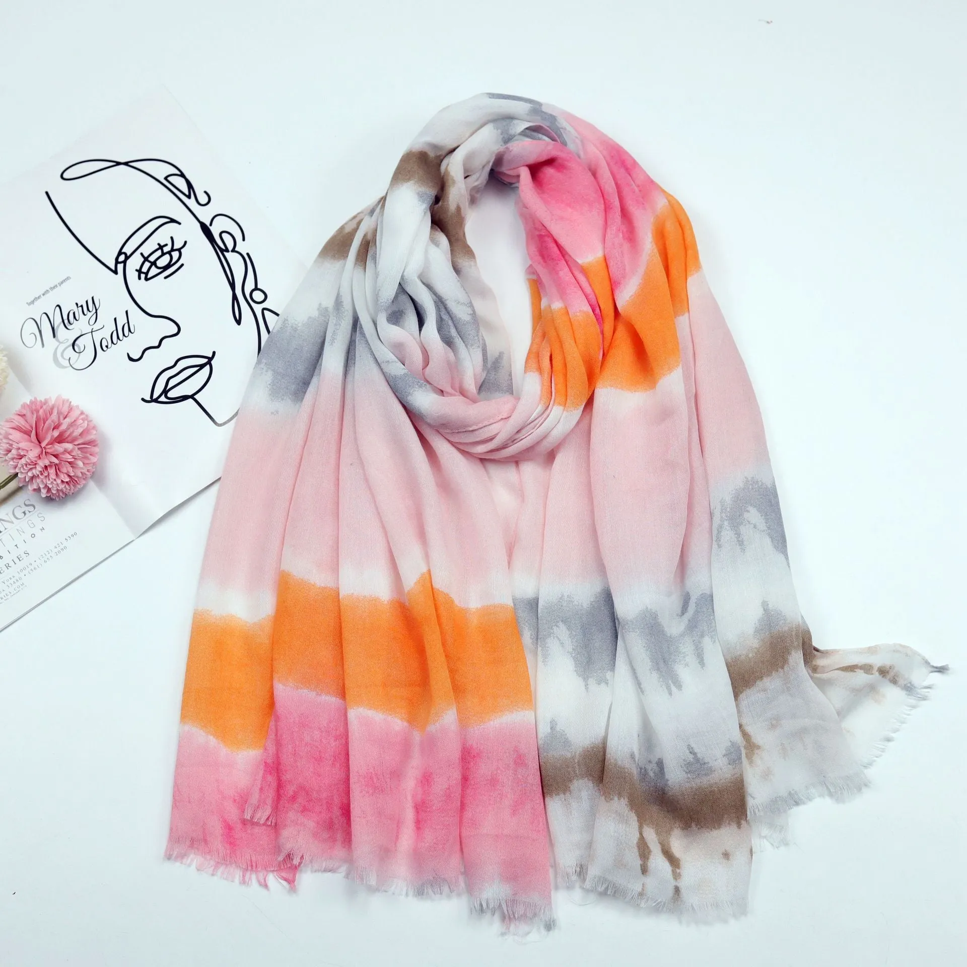 JY220108 Color gradient printed scarf
