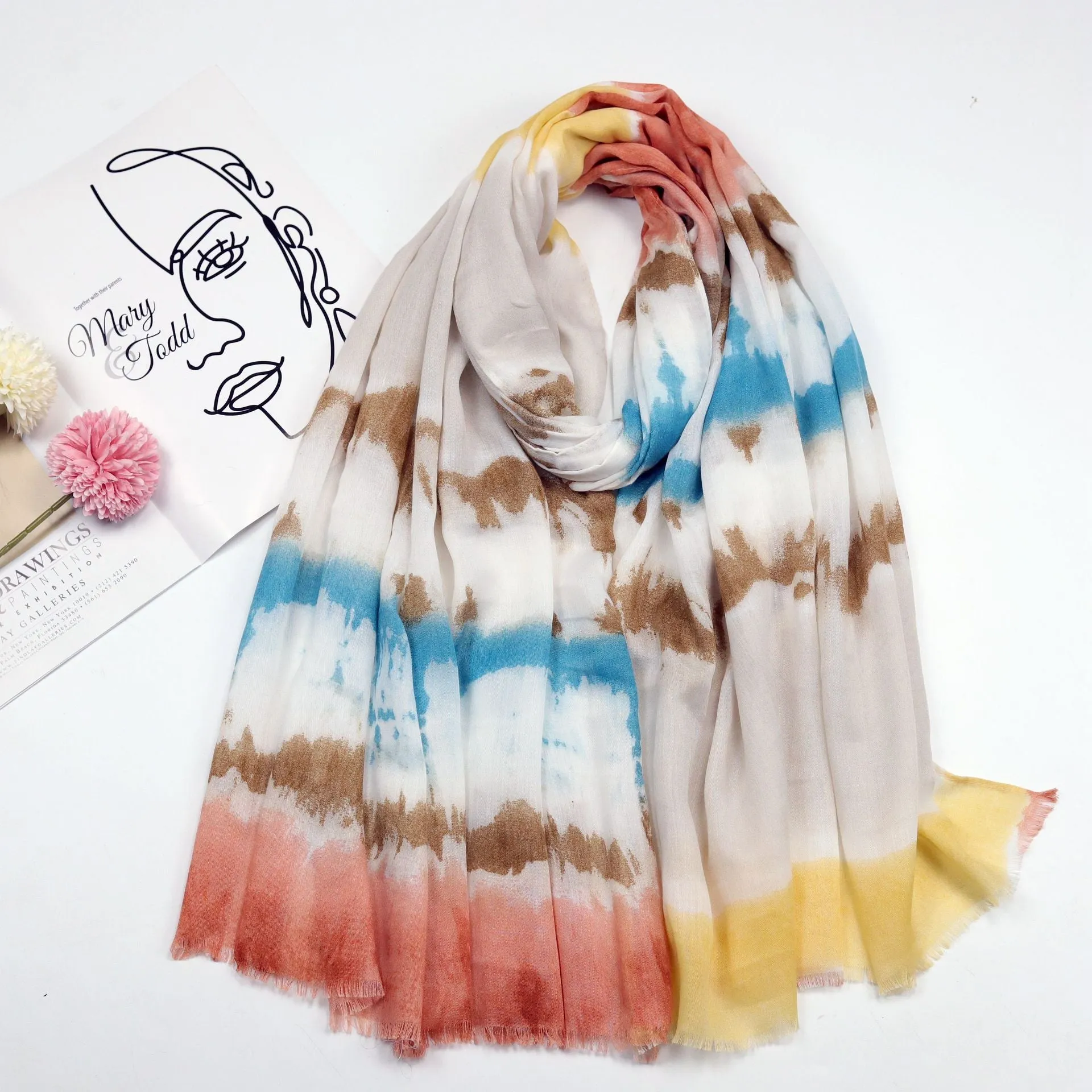 JY220108 Color gradient printed scarf