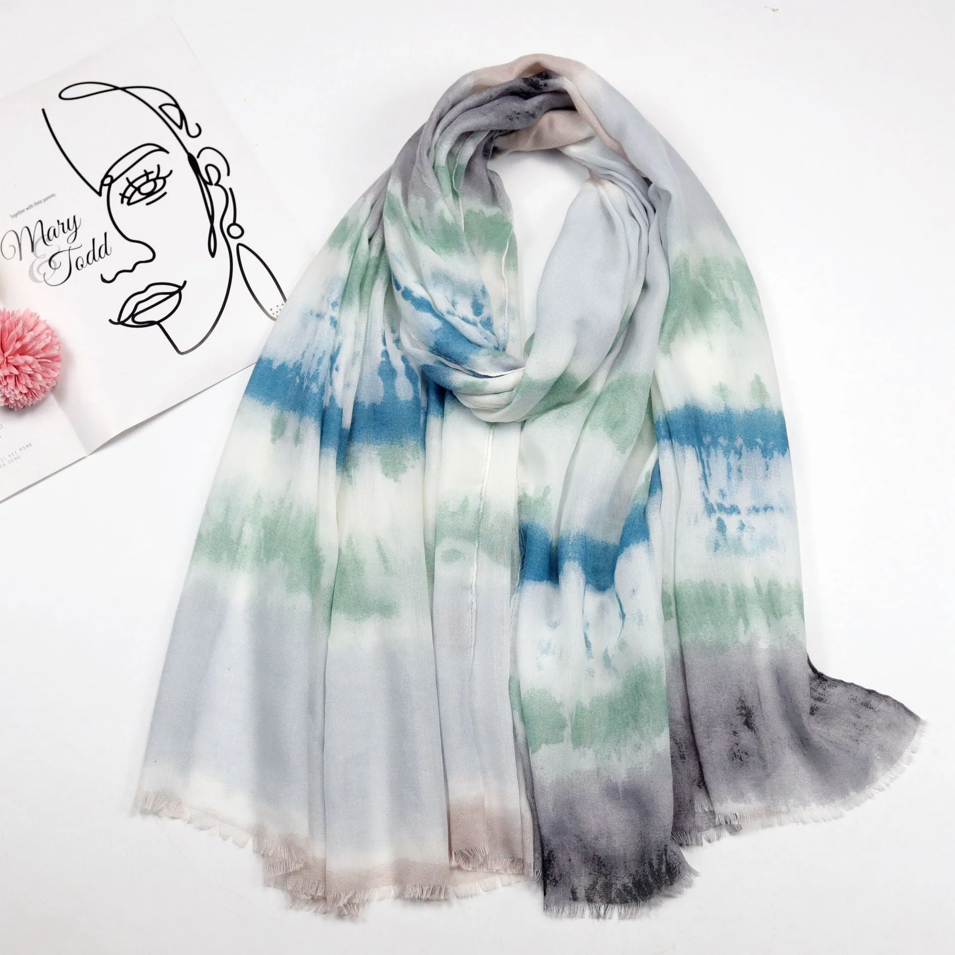 JY220108 Color gradient printed scarf