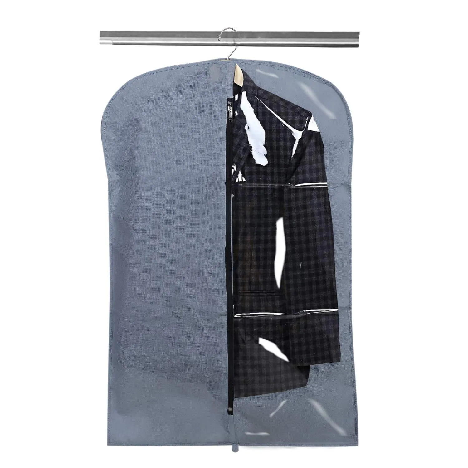 Kuber Industries 12 Pieces Half Transparent Non Woven Men's Coat Blazer Suit Cover (Grey & Maroon) -CTKTC041638