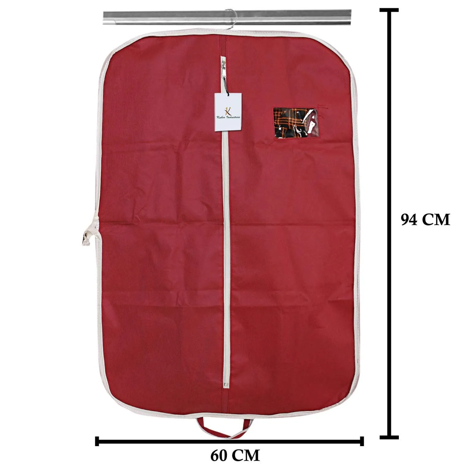 Kuber Industries 3 Pieces Foldable Non Woven Men's Coat Blazer Suit Cover (Maroon) -CTKTC41399