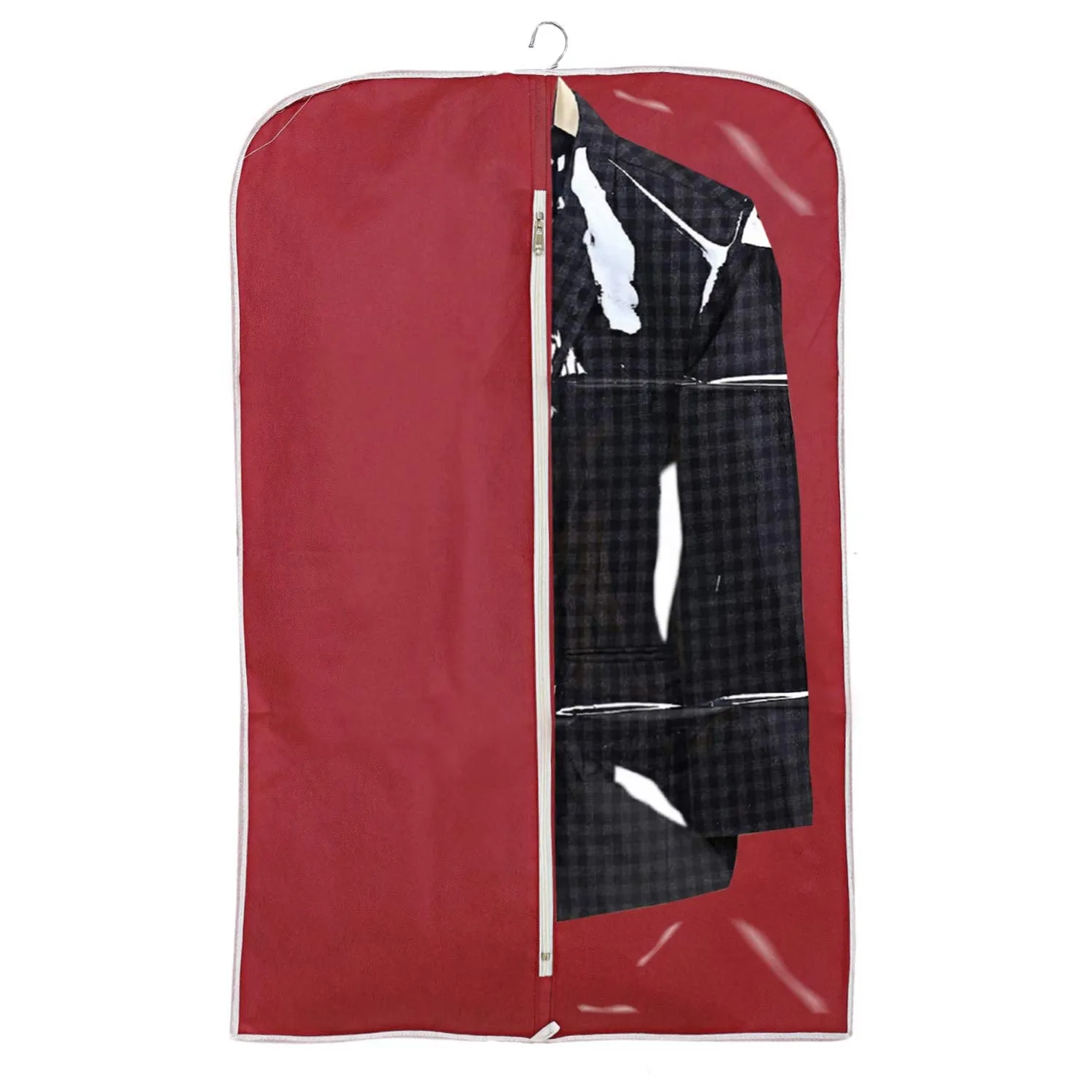 Kuber Industries 6 Pieces Half Transparent Non Woven Men's Coat Blazer Suit Cover (Grey & Black & Maroon) - CTKTC041559