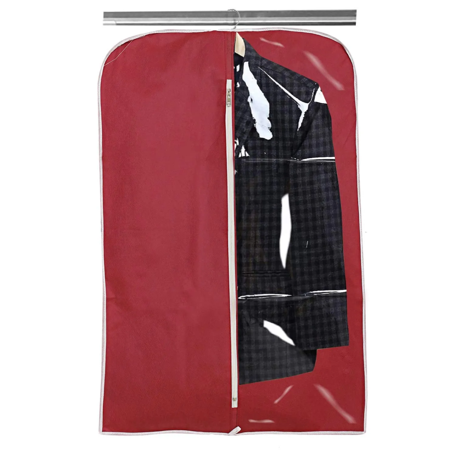 Kuber Industries 6 Pieces Half Transparent Non Woven Men's Coat Blazer Suit Cover (Grey & Black & Maroon) - CTKTC041559