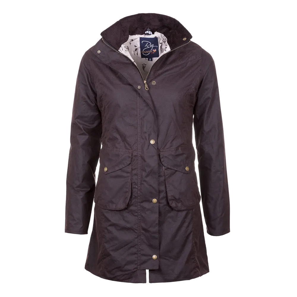 LADIES HANNAH 3/4 DIAMOND QUILT WAX JACKET