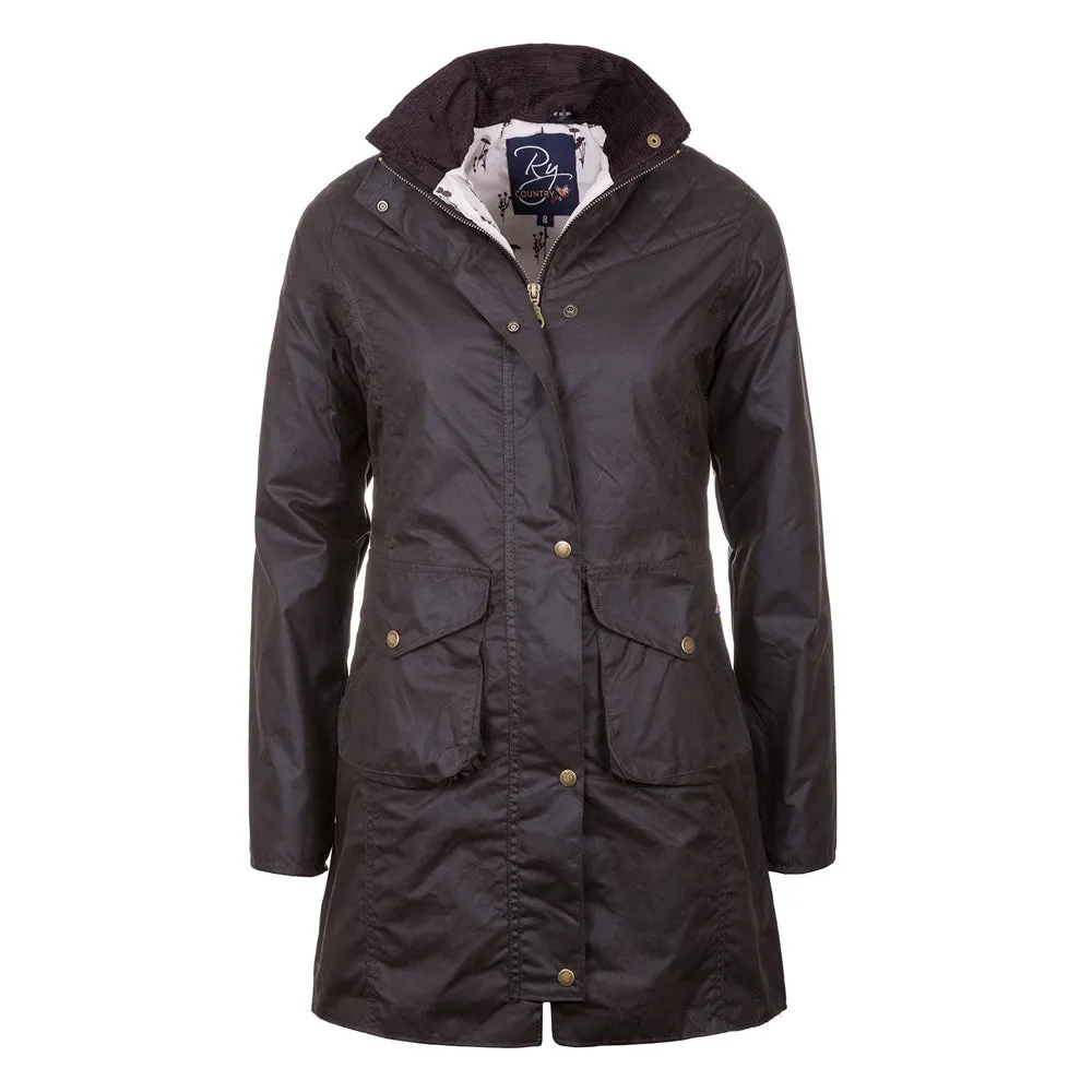 LADIES HANNAH 3/4 DIAMOND QUILT WAX JACKET