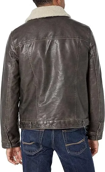 LEVI'S -  Buffed Cow Sherpa Trucker Faux Leather Jacket