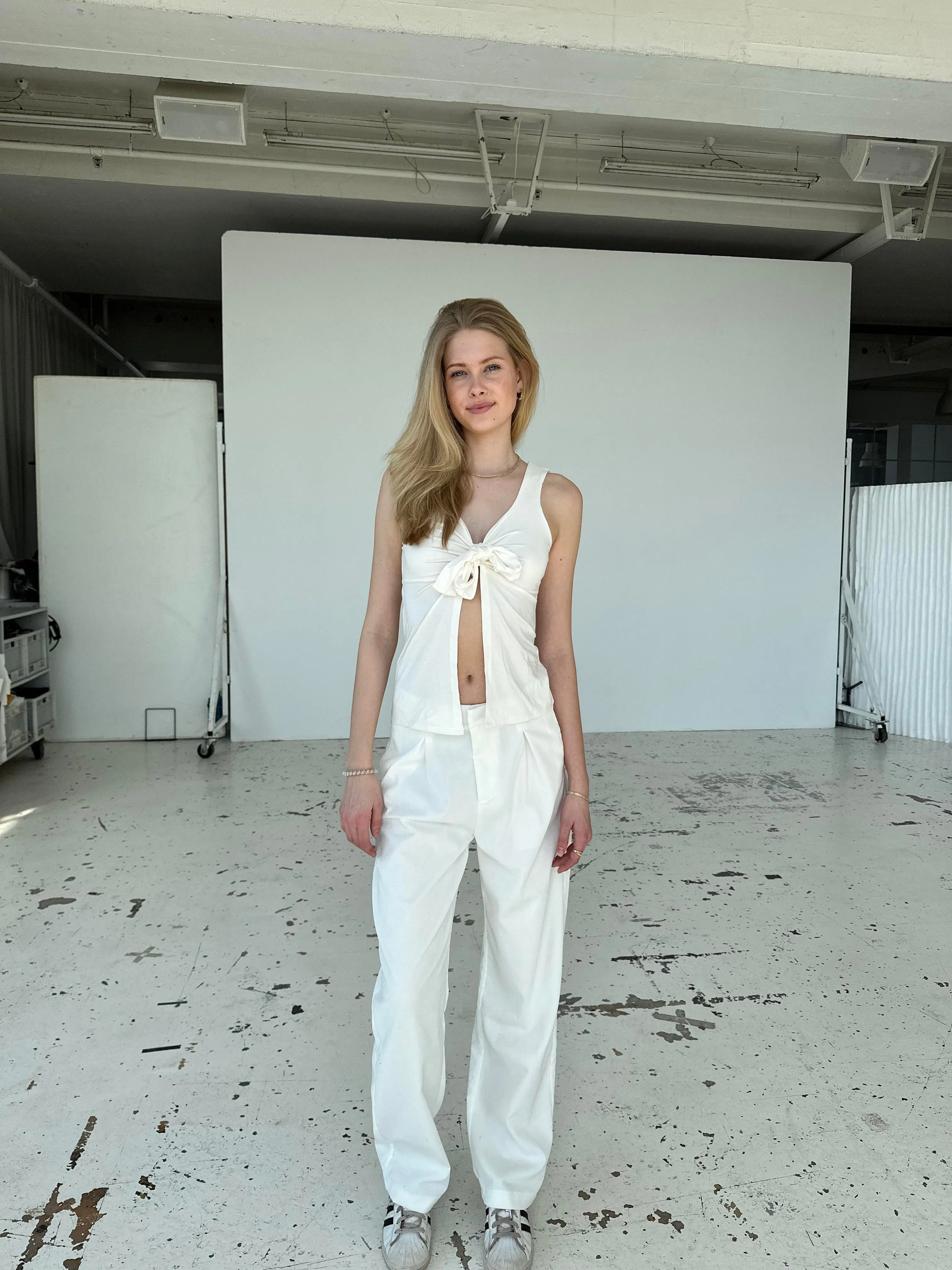 Lisette oversized suit pants in corduroy - Off-white