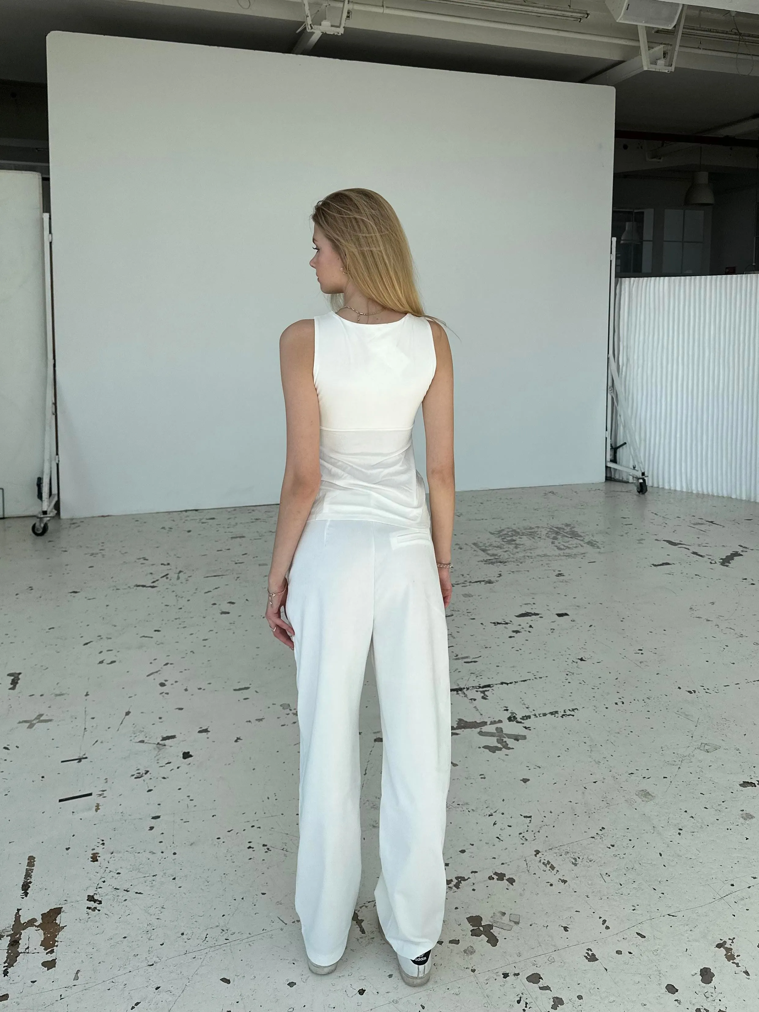 Lisette oversized suit pants in corduroy - Off-white