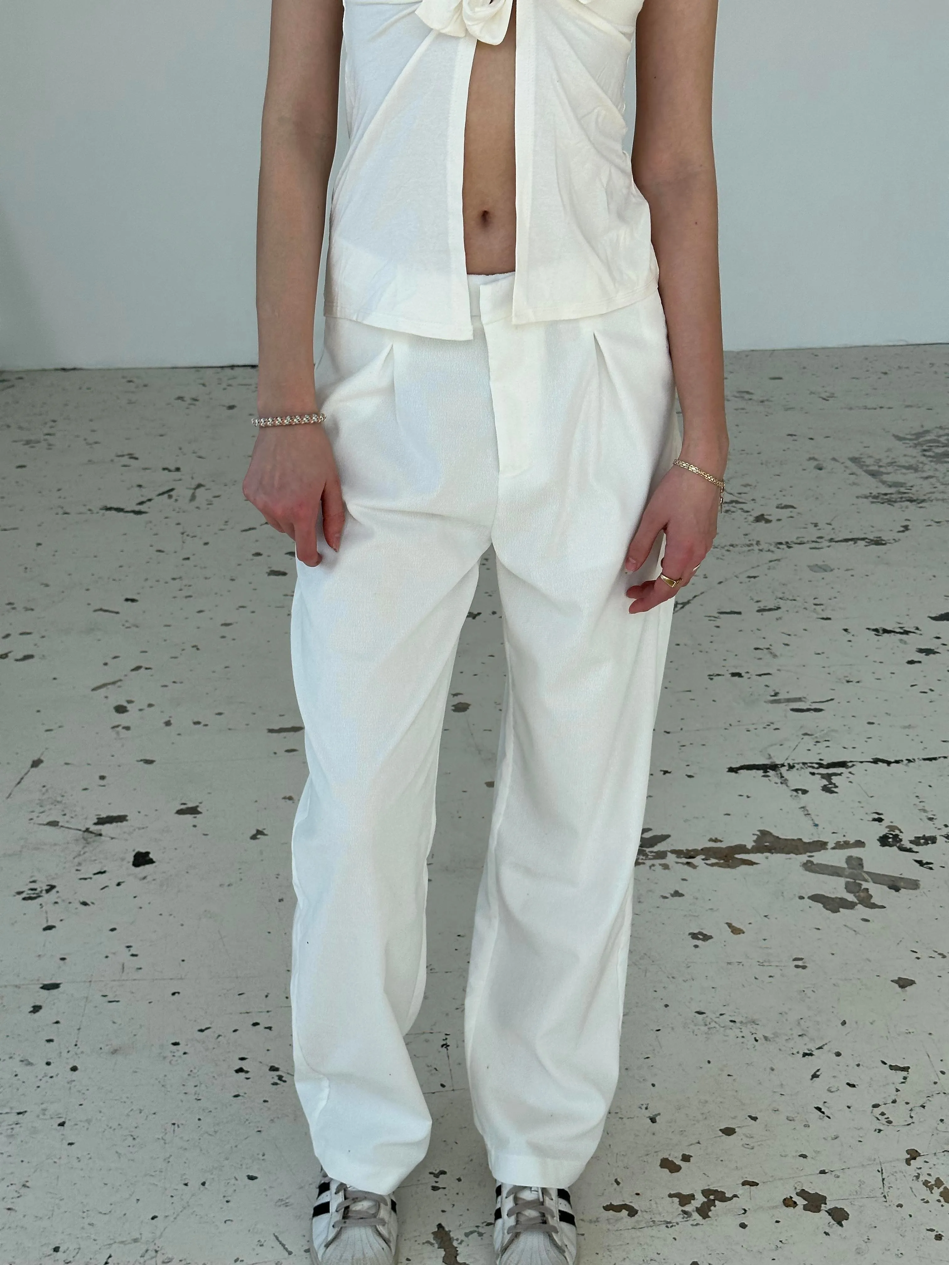 Lisette oversized suit pants in corduroy - Off-white