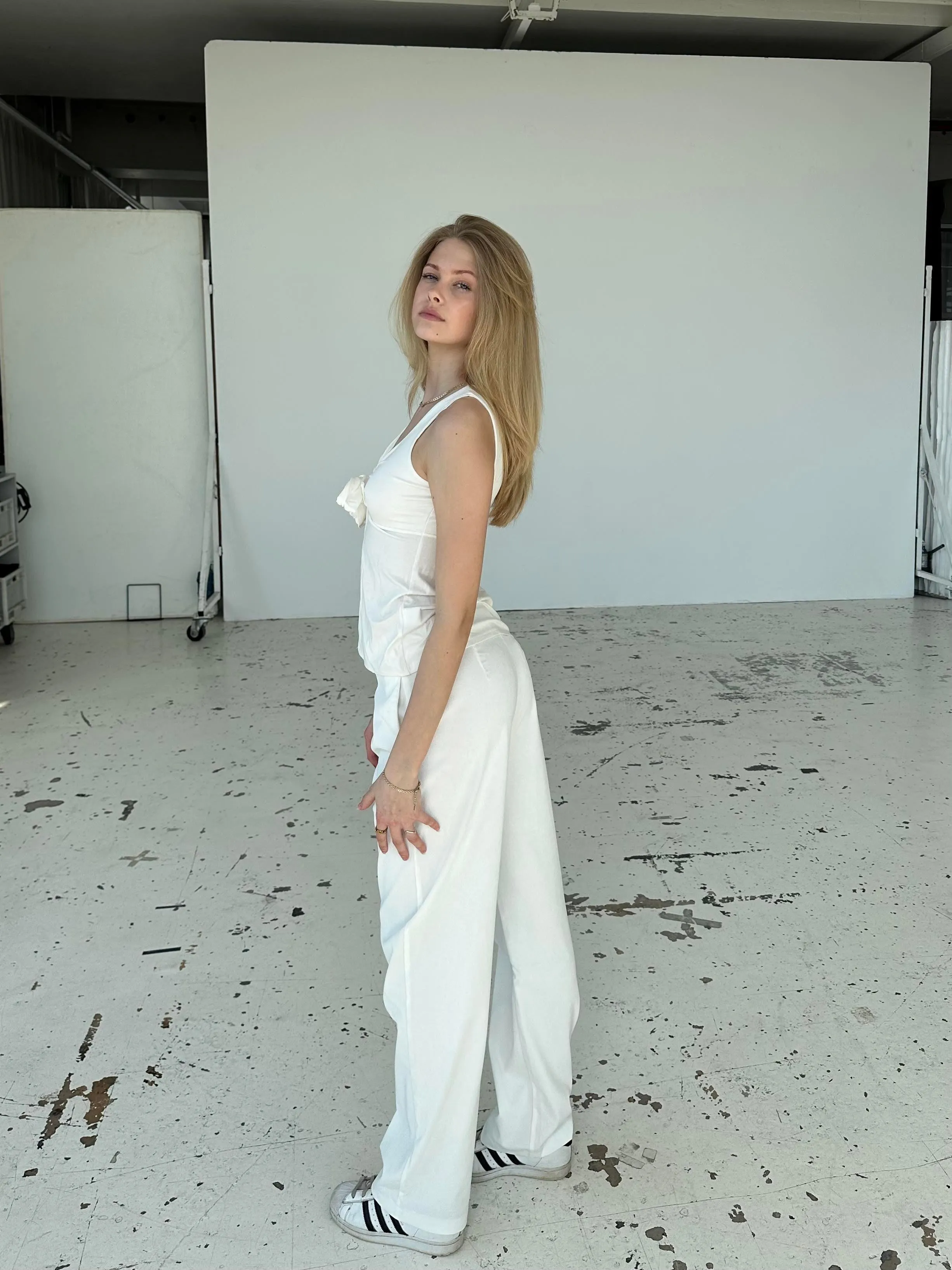 Lisette oversized suit pants in corduroy - Off-white