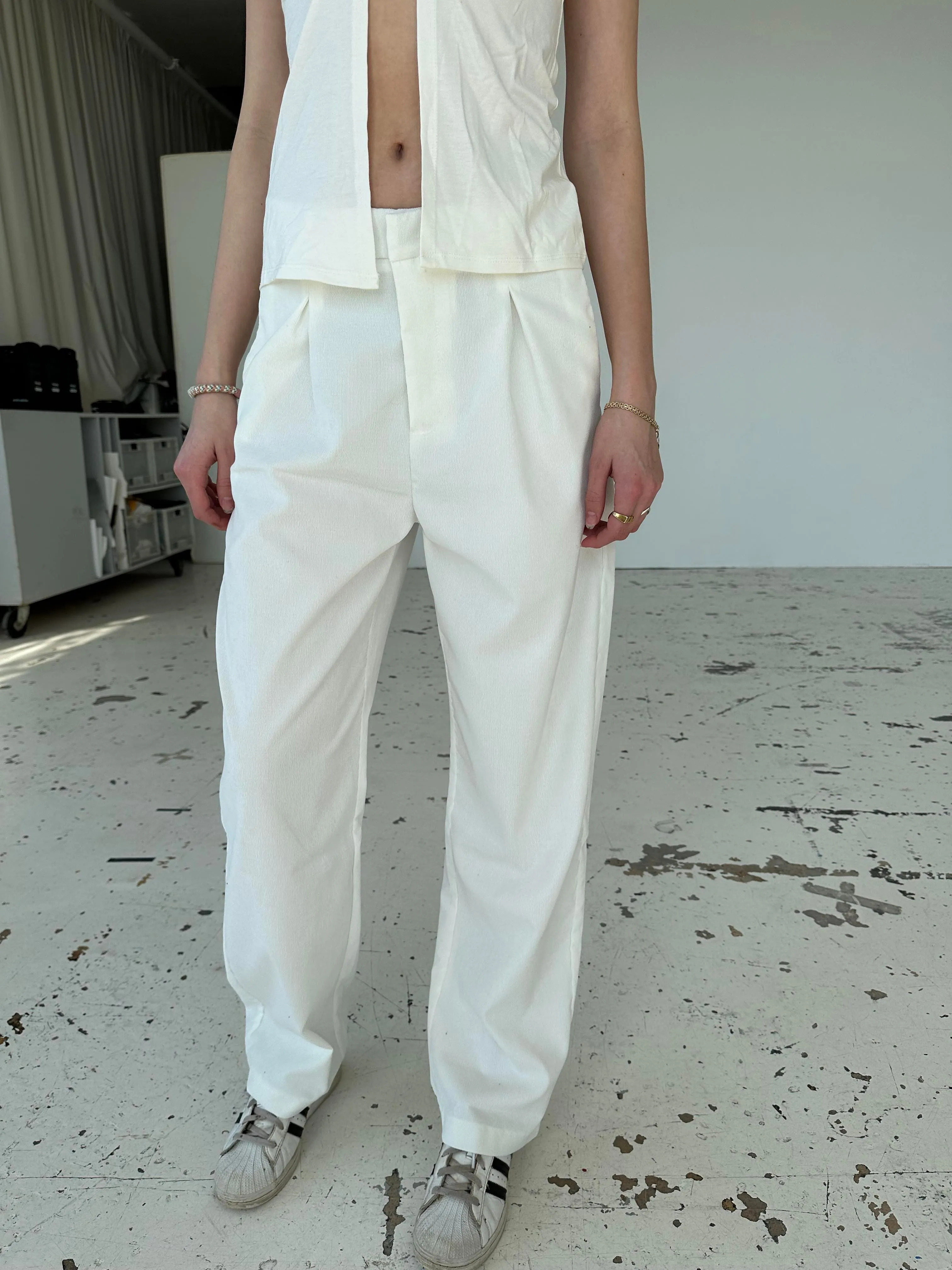 Lisette oversized suit pants in corduroy - Off-white