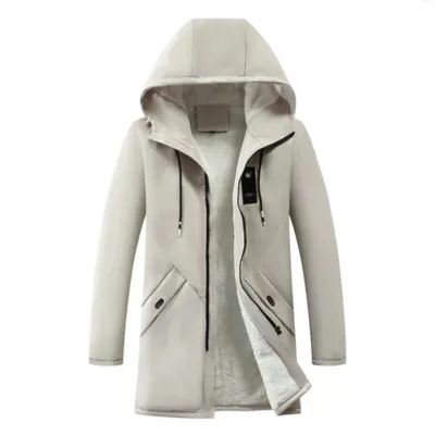 Men's parka winter jacket with hood and soft fleece lining