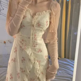 Milkmaid from an Ethereal Pastoral Dream      Dress with Optional Cardigan Set Kawaii Academia Y2K Cottagecore Coquette Fairycore Dollette Princesscore