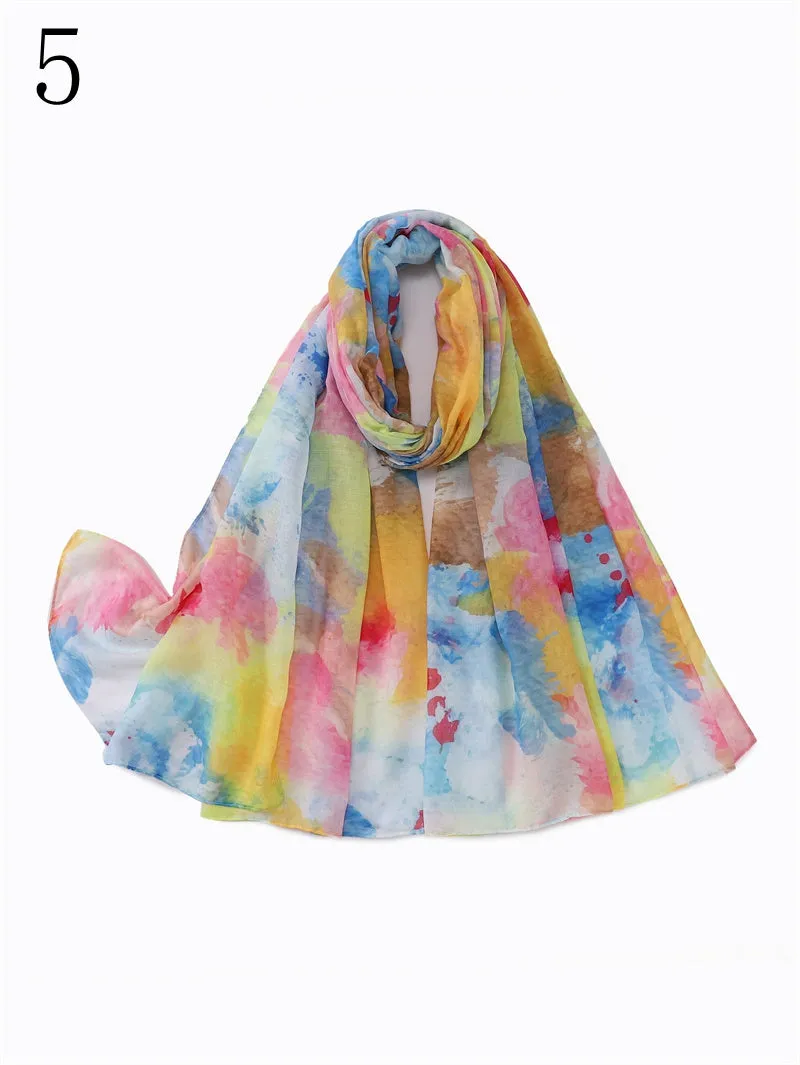 MYP024 Stylish floral print scarf Women's breathable lightweight scarf