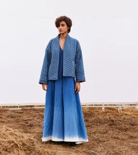 New Season Spring Summer 2025-Jacket-Cotton Herringbone Cyan Blue-KW913-Fashion Edit Diana by Khara Kapas