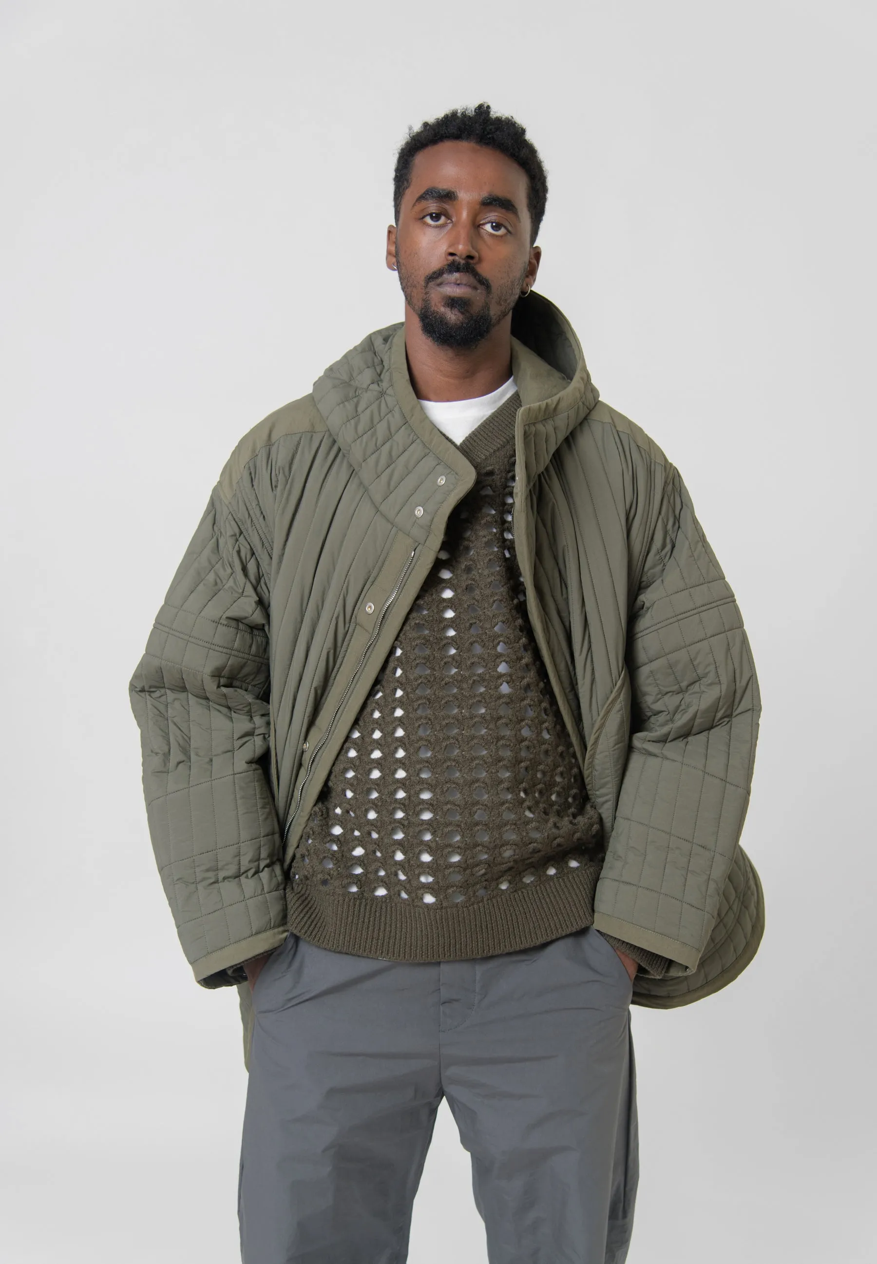 Quilted Split Parka Olive