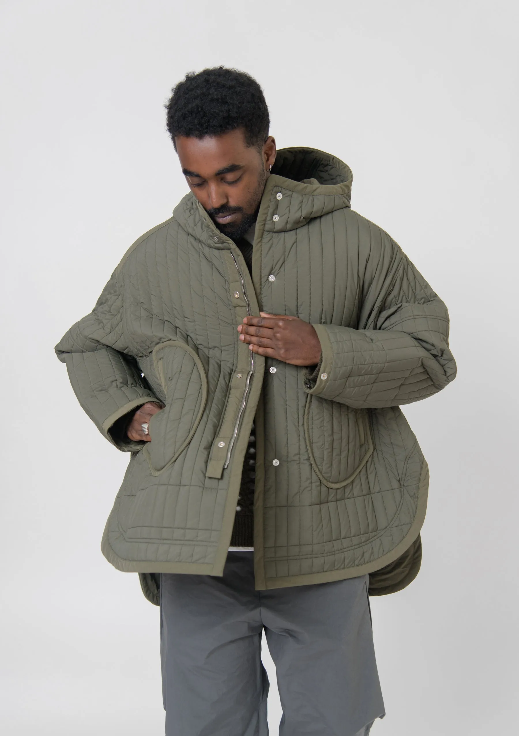 Quilted Split Parka Olive