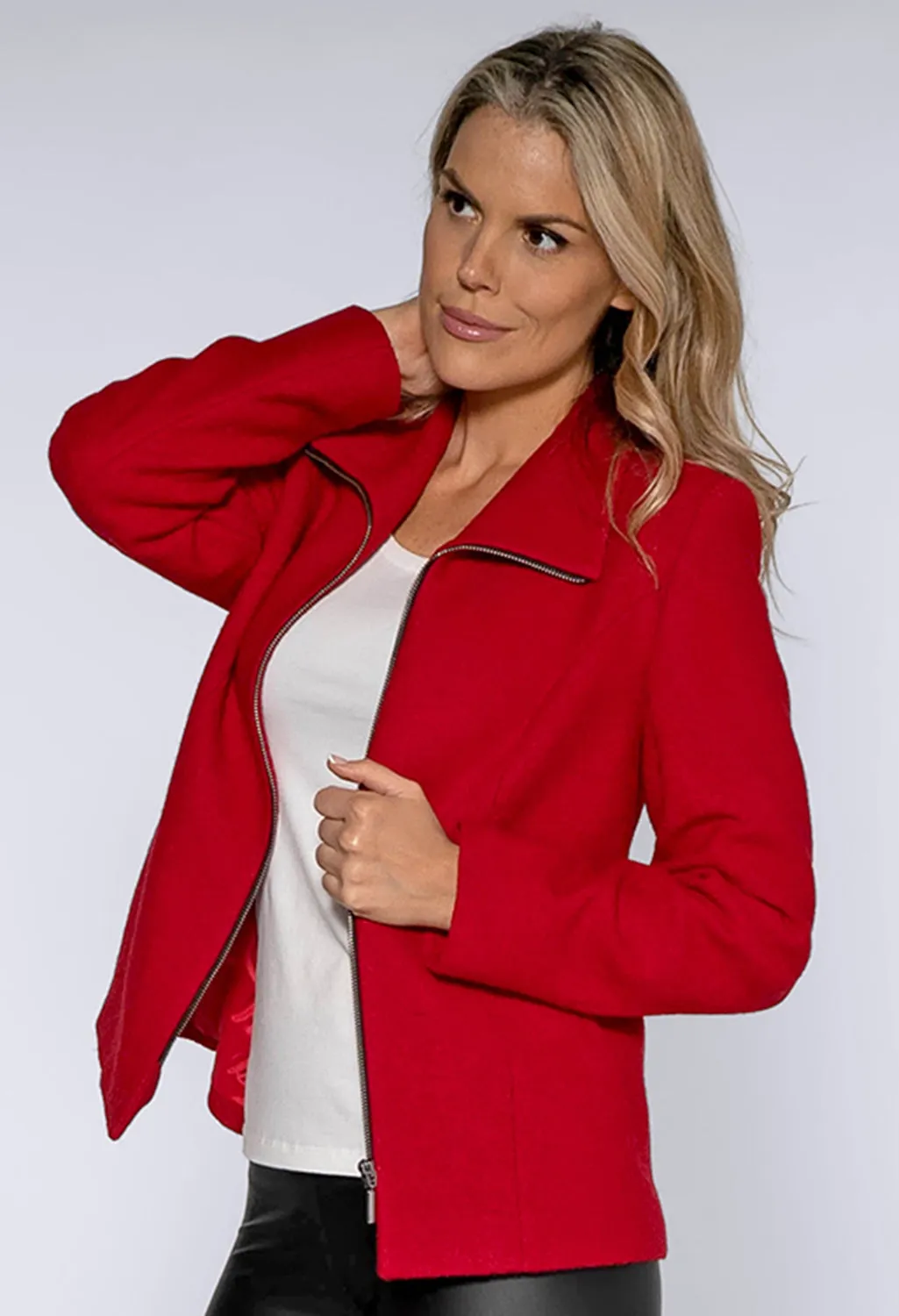 Red Boiled Wool Jacket
