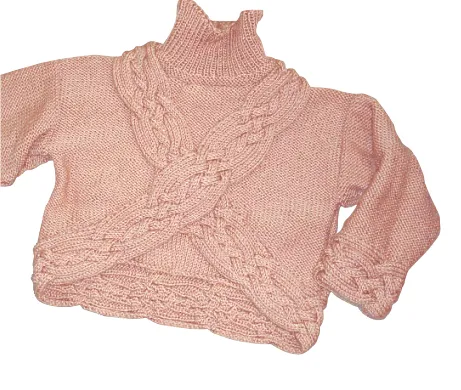 Red Heart Knit Crossed Cable Pullover