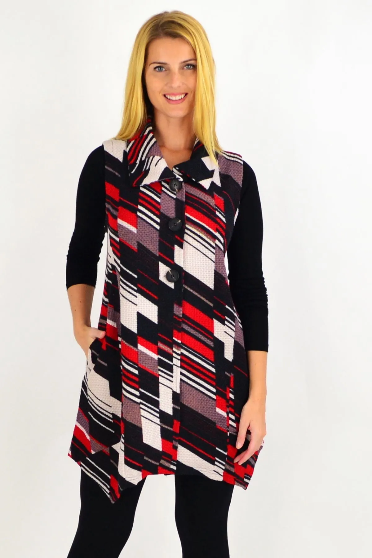 Red Renee Sleeveless Swing Tunic Vest