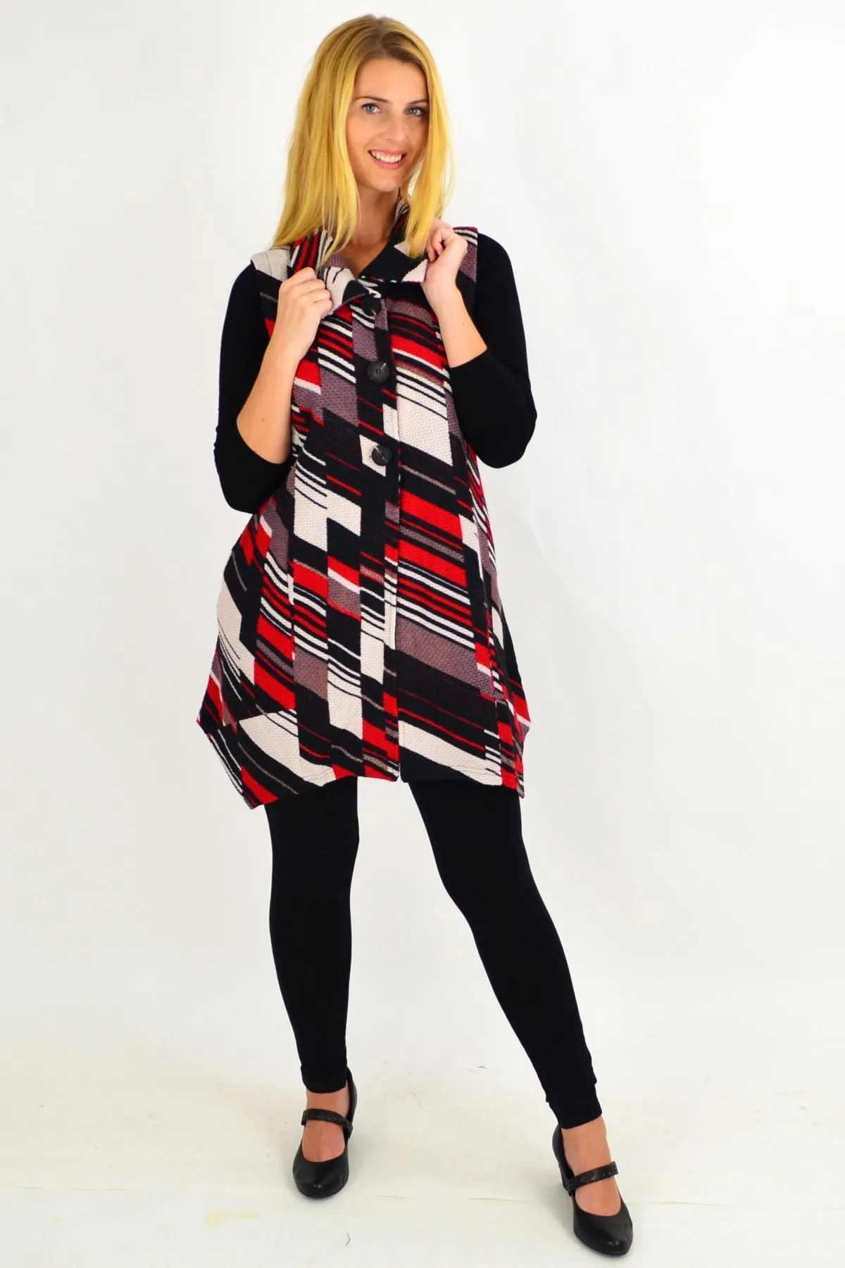 Red Renee Sleeveless Swing Tunic Vest