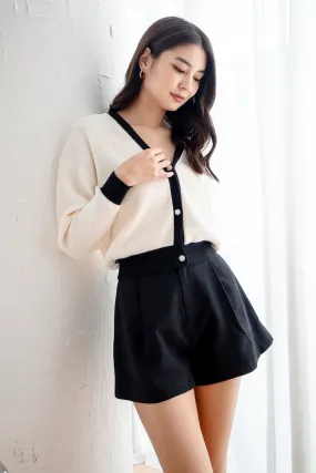 REVERIE CONTRAST PULLOVER CARDIGAN IN CREAM