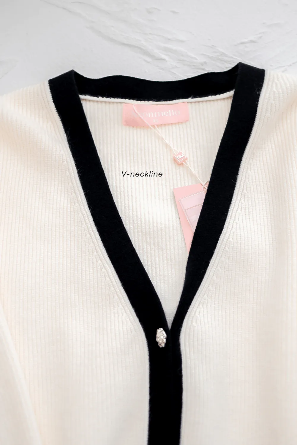 REVERIE CONTRAST PULLOVER CARDIGAN IN CREAM