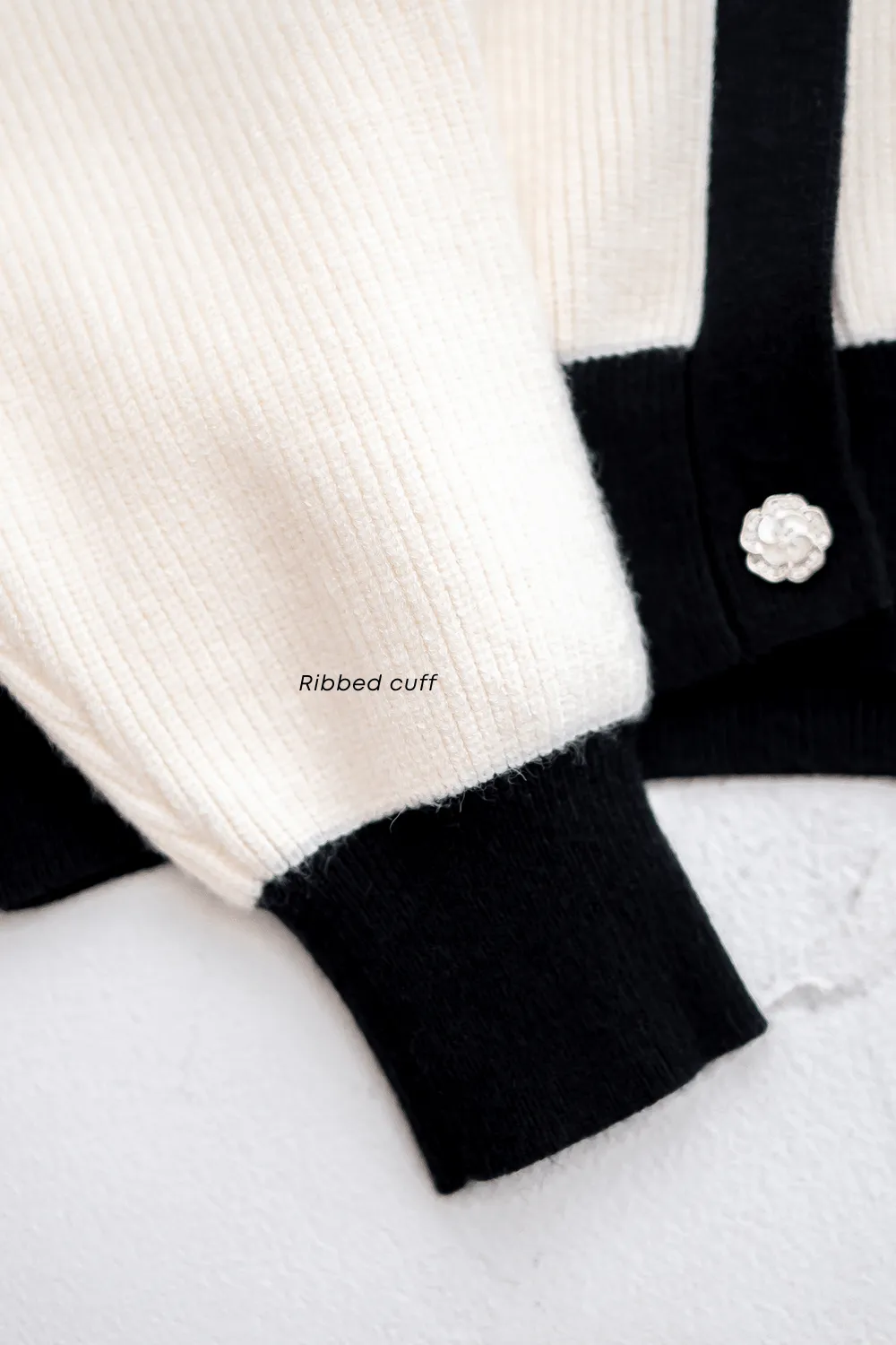 REVERIE CONTRAST PULLOVER CARDIGAN IN CREAM