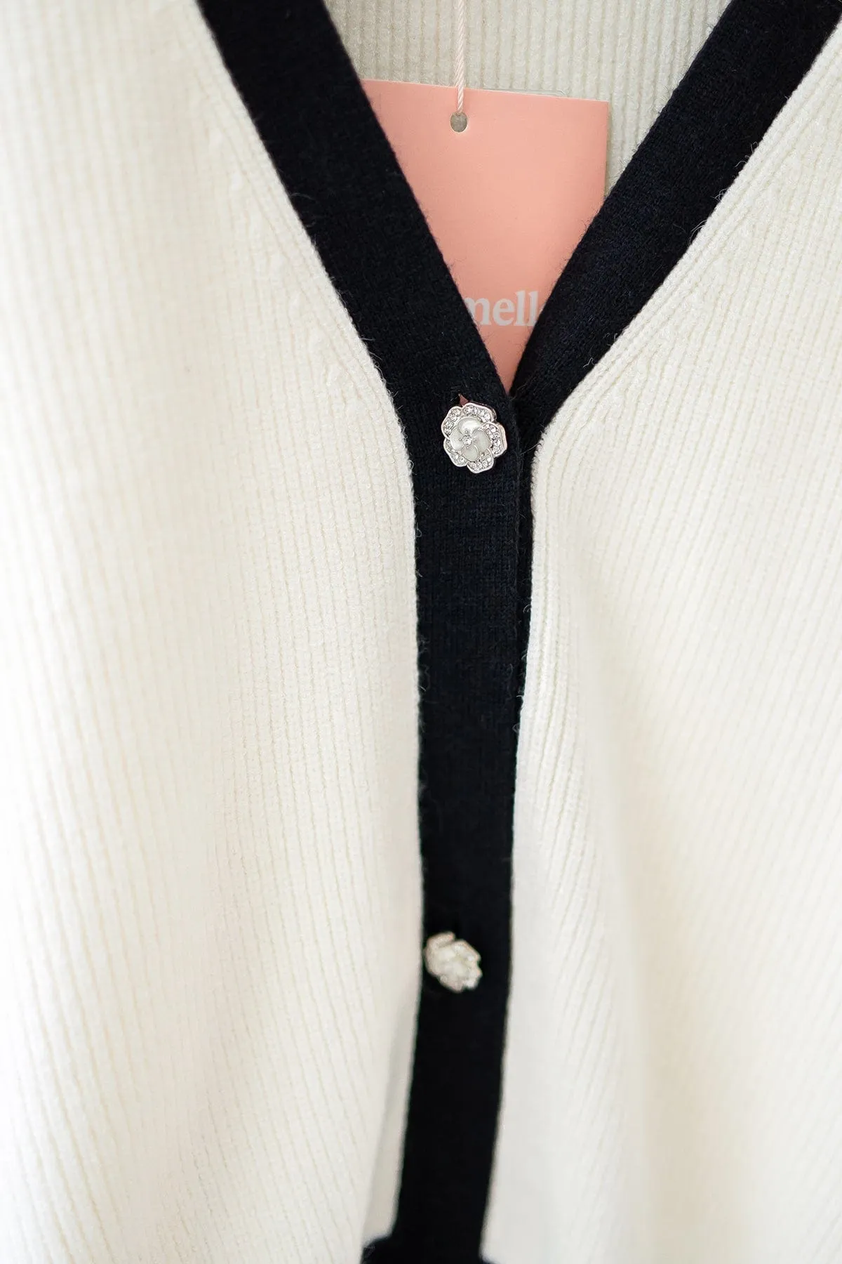 REVERIE CONTRAST PULLOVER CARDIGAN IN CREAM