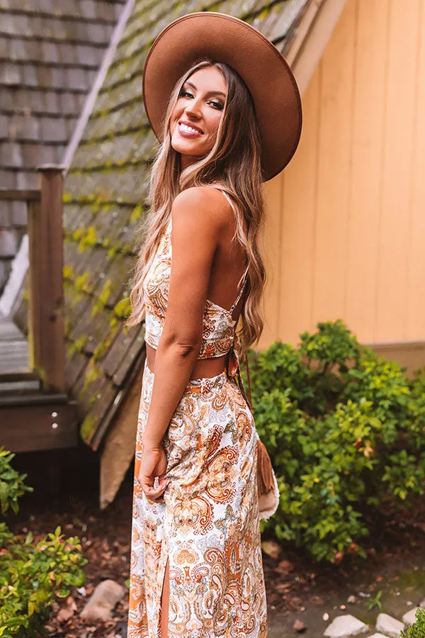 Seventies Style Paisley Maxi Skirt Set
