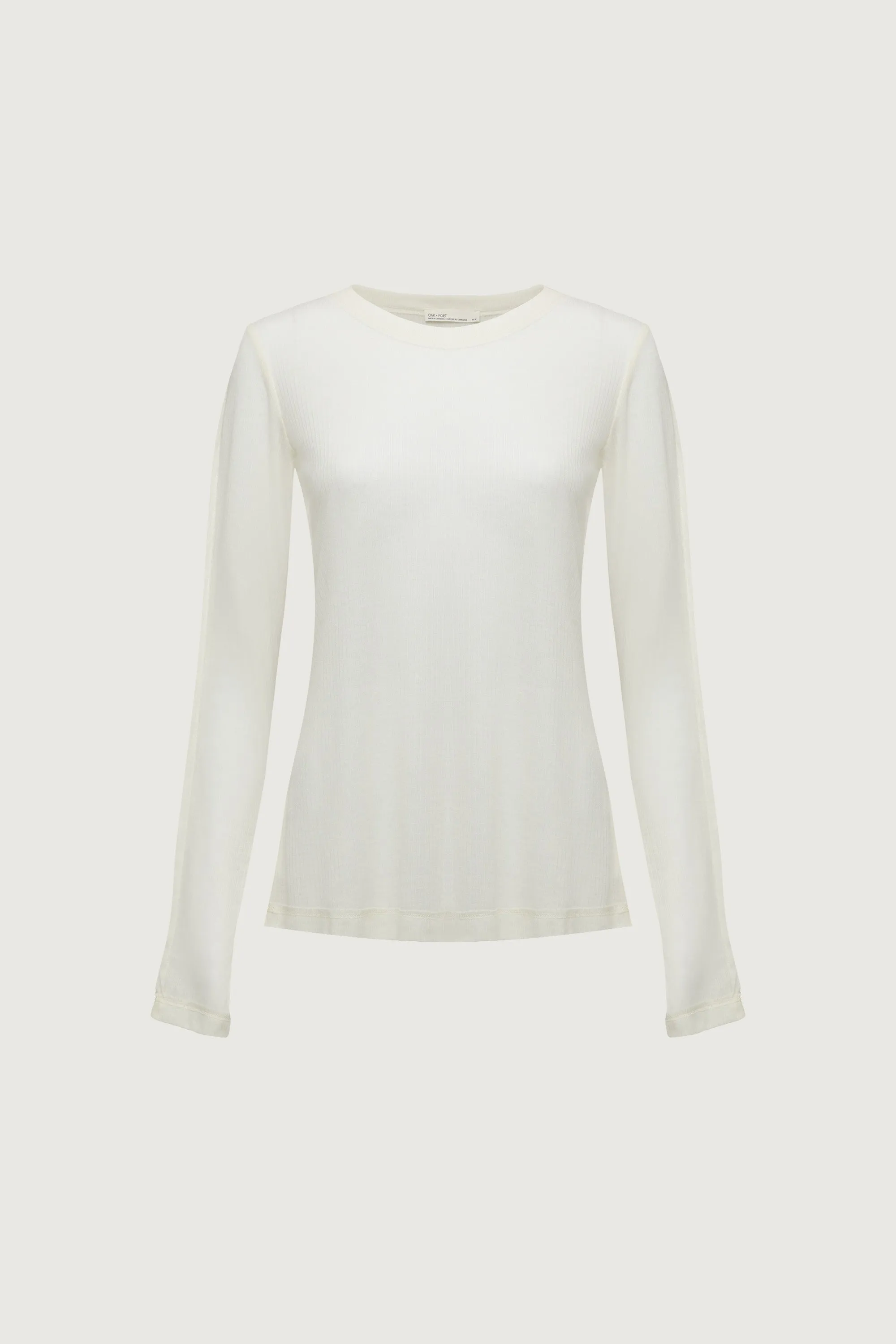 SHEER CREWNECK LONG SLEEVE TOP