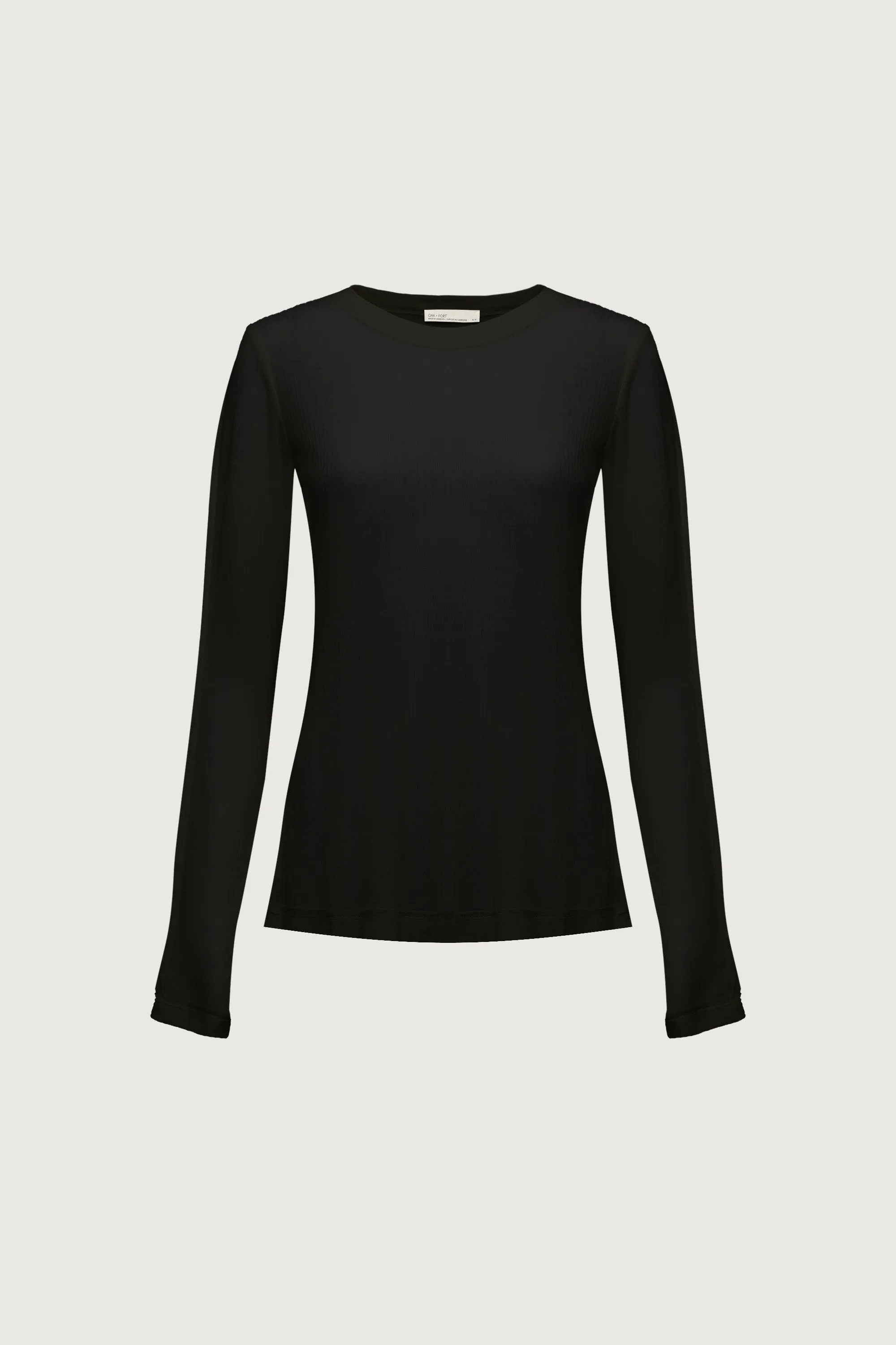 SHEER CREWNECK LONG SLEEVE TOP