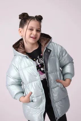 Shining Quilted Jacket With Hood