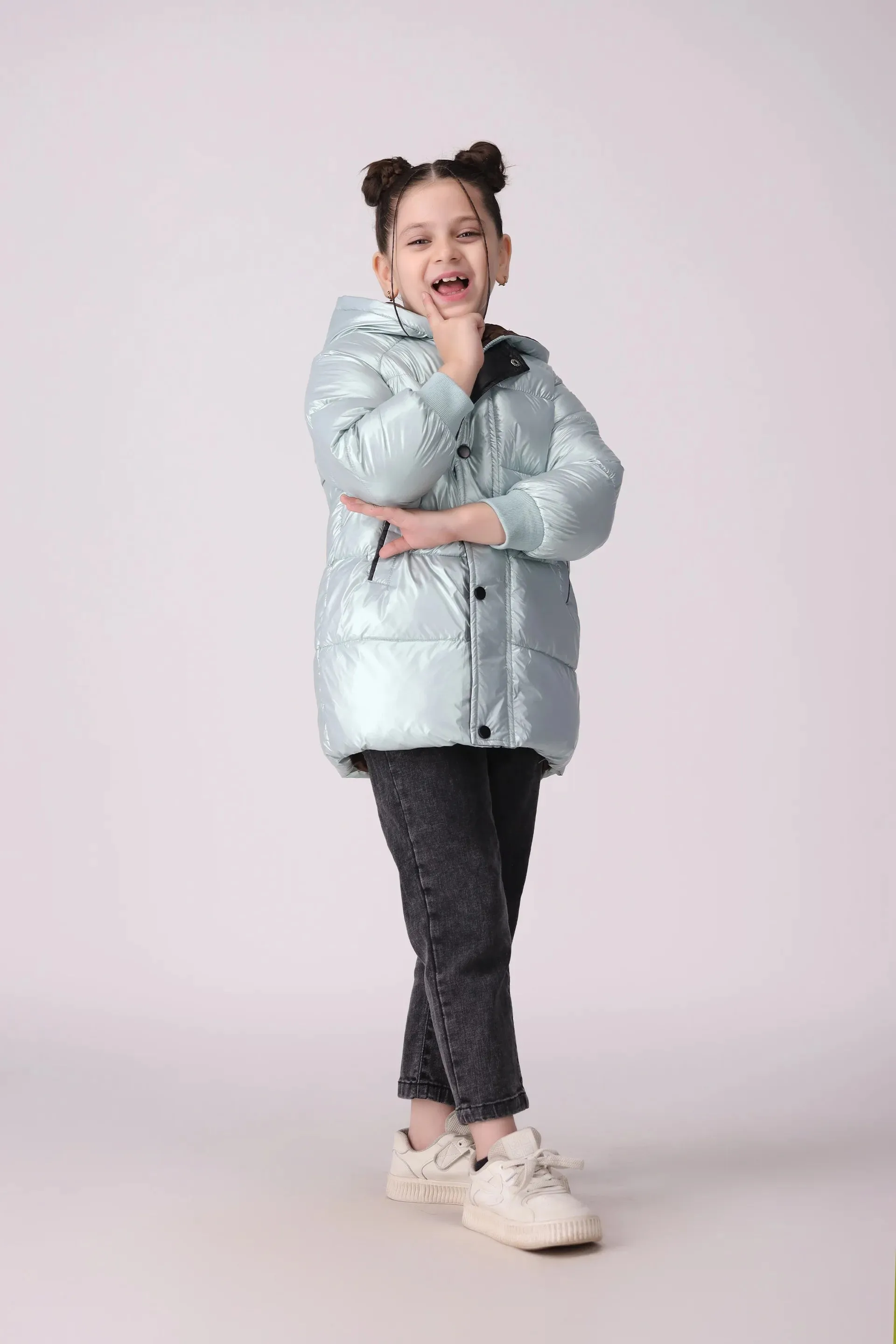 Shining Quilted Jacket With Hood