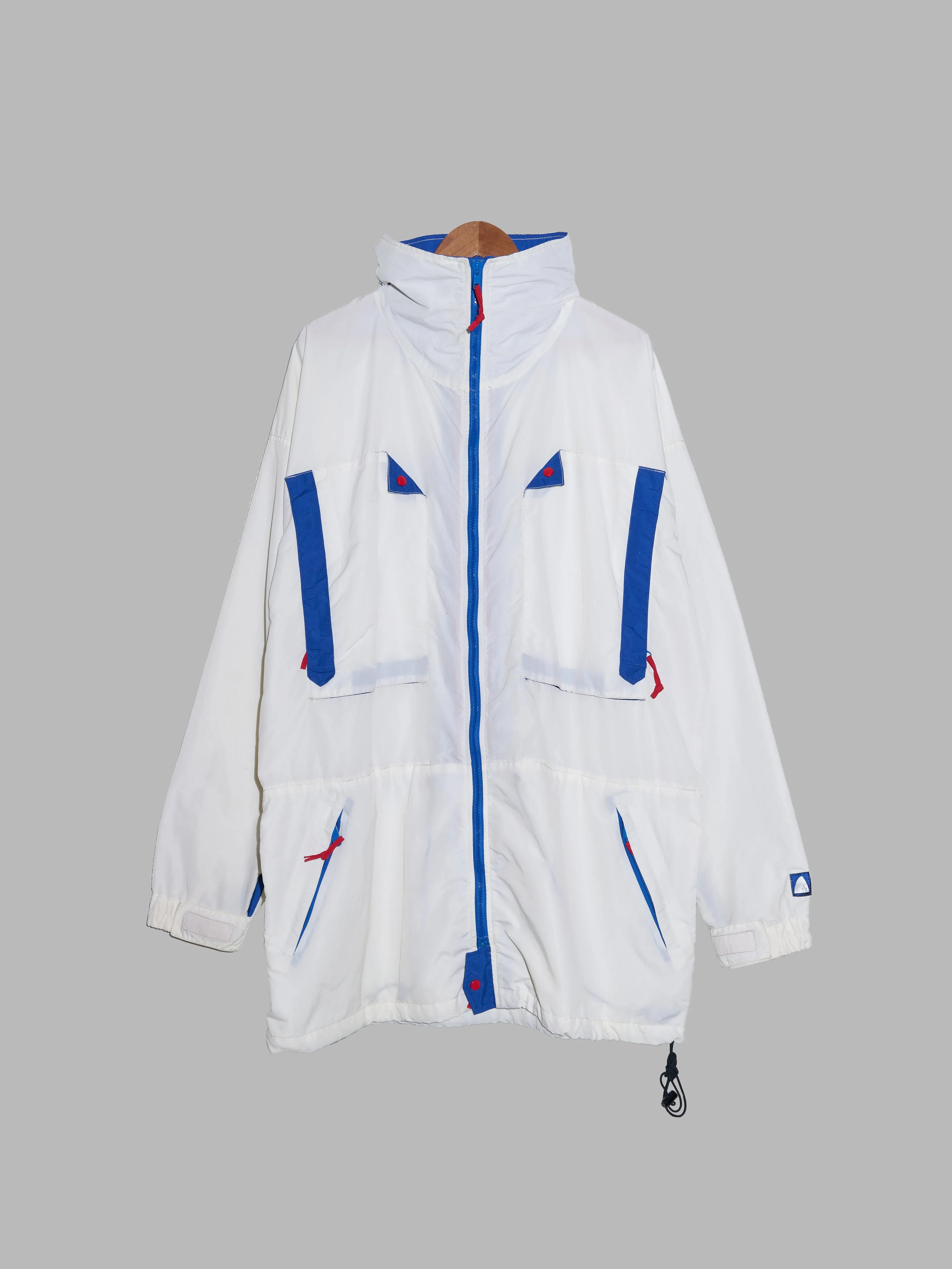 Sierra Designs 1990s white nylon 4 pocket parka with pullover hood - XL