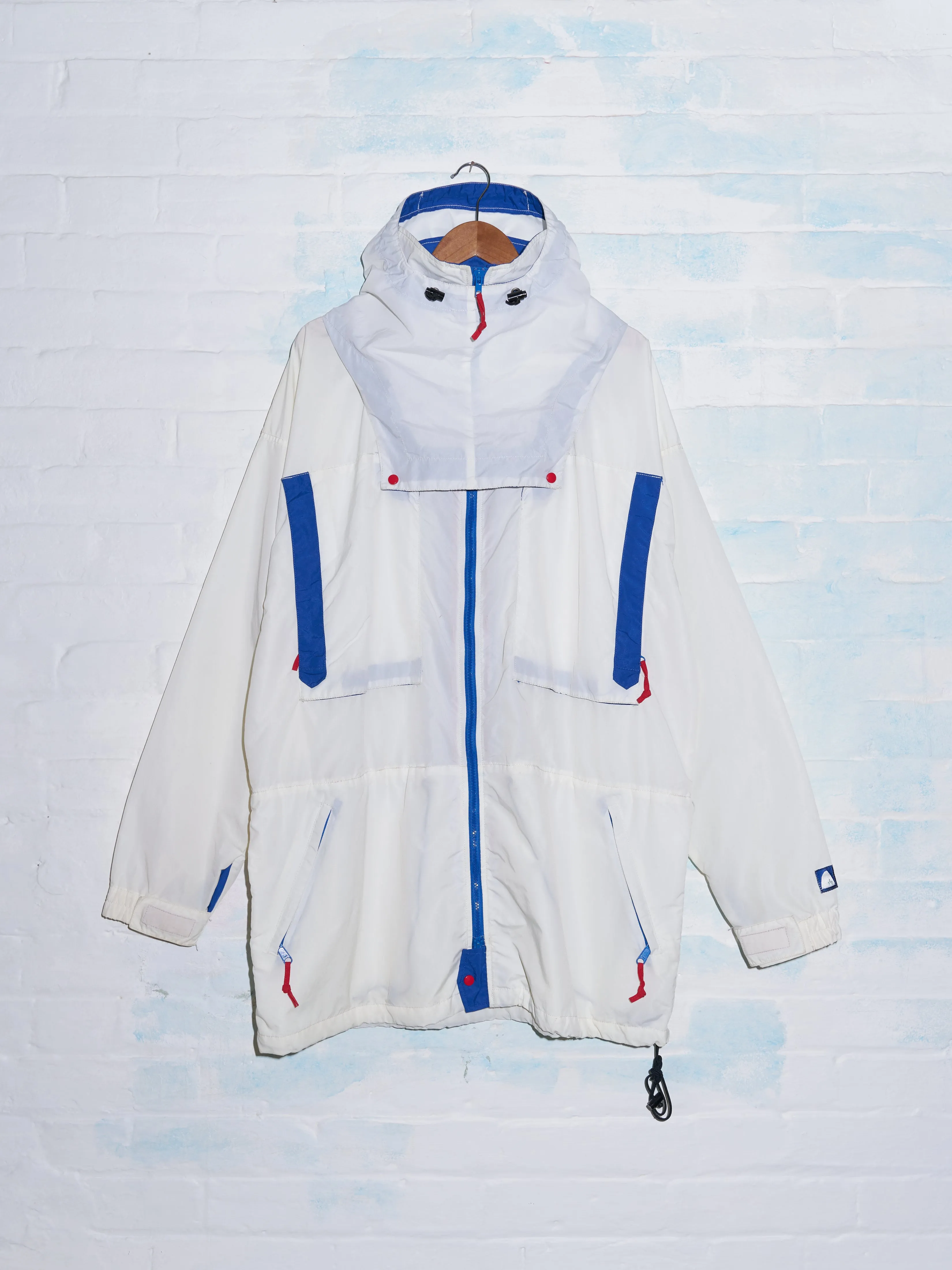 Sierra Designs 1990s white nylon 4 pocket parka with pullover hood - XL