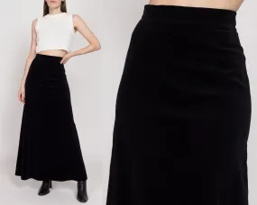 Small 70s Black Velvet Maxi Skirt 26.5"