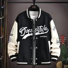Spring and Autumn Coat Men&#39;s Jacket Baseball Suit Trend Handsome First Senior High School Coat Plus Velvet